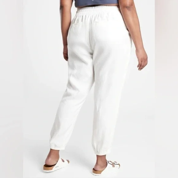 NWT Athleta White Cabo Linen Joggers size 12 - Picture 8 of 12
